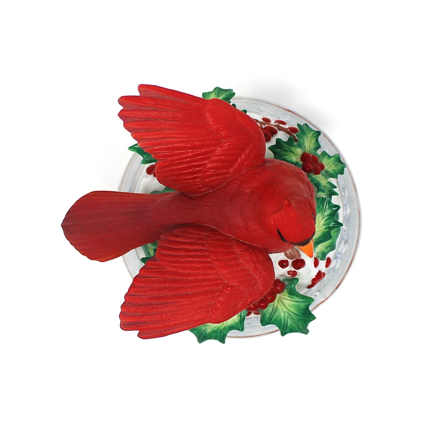 Musical Figurine, Christmas Cardinal, Plays Beethoven's Fur Elise, Porcelain, Vintage