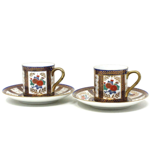 Demitasse & Saucer, Royal, Oriental Imari Floral, Hand Painted, Set of 2, Vintage Japan