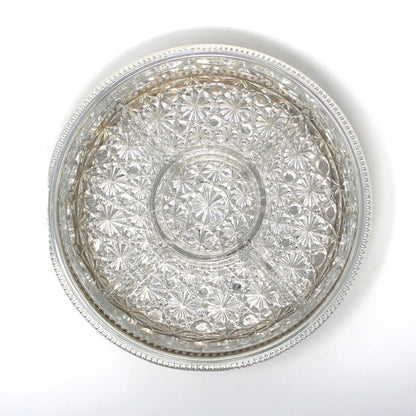 Tray, Silverplate with Glass Liner, Divided 5 Part Relish Dish, Servingware, England, Vintage