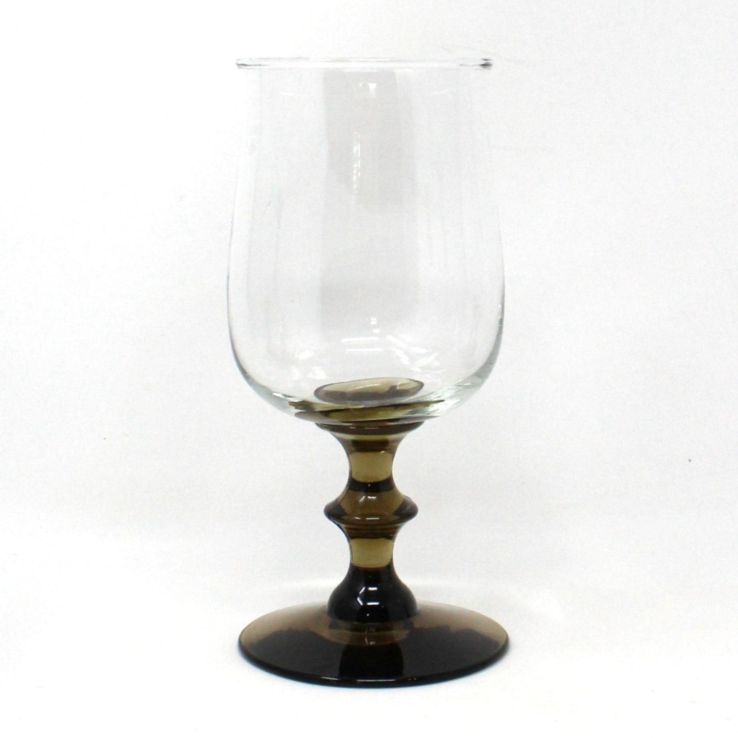 Water Goblets, Libbey, Tulip Brown Stemmed Glasses, Set of 4, Vintage