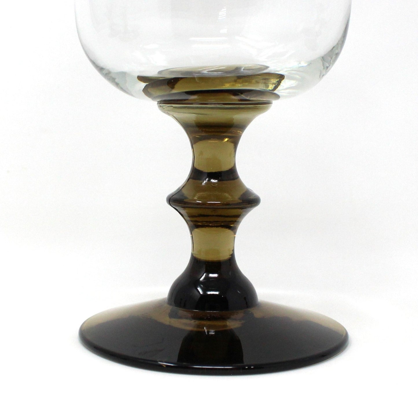 Water Goblets, Libbey, Tulip Brown Stemmed Glasses, Set of 4, Vintage