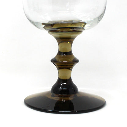 Water Goblets, Libbey, Tulip Brown Stemmed Glasses, Set of 4, Vintage