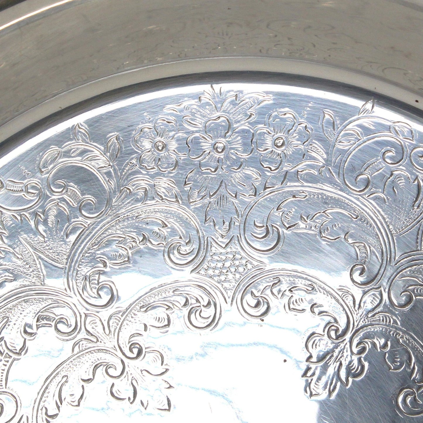Server, Crown Silver Co, Silverplate Footed Serving Plate with Glass Insert, 12", Vintage