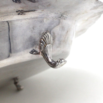 Server, Crown Silver Co, Silverplate Footed Serving Plate with Glass Insert, 12", Vintage