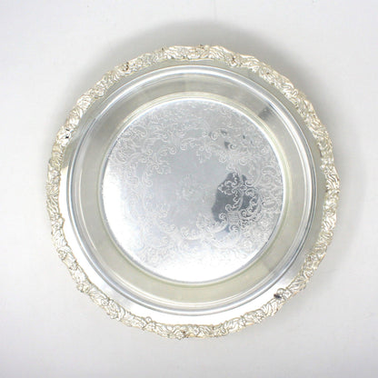 Silver plated Footed Pie Plate with Glass Liner, Vintage