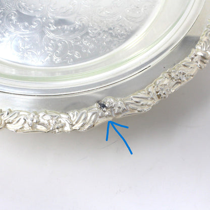 Server, Crown Silver Co, Silverplate Footed Serving Plate with Glass Insert, 12", Vintage