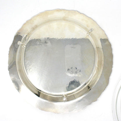 Server, Crown Silver Co, Silverplate Footed Serving Plate with Glass Insert, 12", Vintage