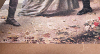 Calendar, Original, F.A.S Lithograph, George Washington & Lafayette, Vintage 1931, 19"