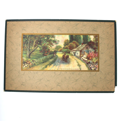 Print, Lithograph, In The Shade of The Old Apple Tree, Horse Drawn Cart on Country Road, Vintage