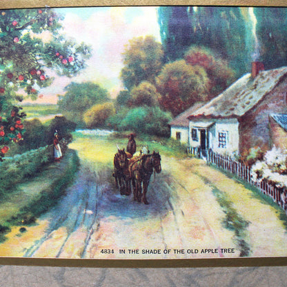 Print, Lithograph, In The Shade of The Old Apple Tree, Horse Drawn Cart on Country Road, Vintage