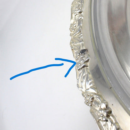Server, Crown Silver Co, Silverplate Footed Serving Plate with Glass Insert, 12", Vintage
