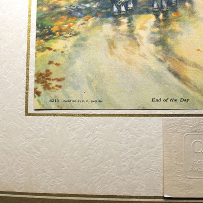 Calendar, Original Salesman Sample, Lithograph, Country Landscape, Cabin and Horse Drawn Cart on Dirt Road, Frank F. English, 1927, 14"