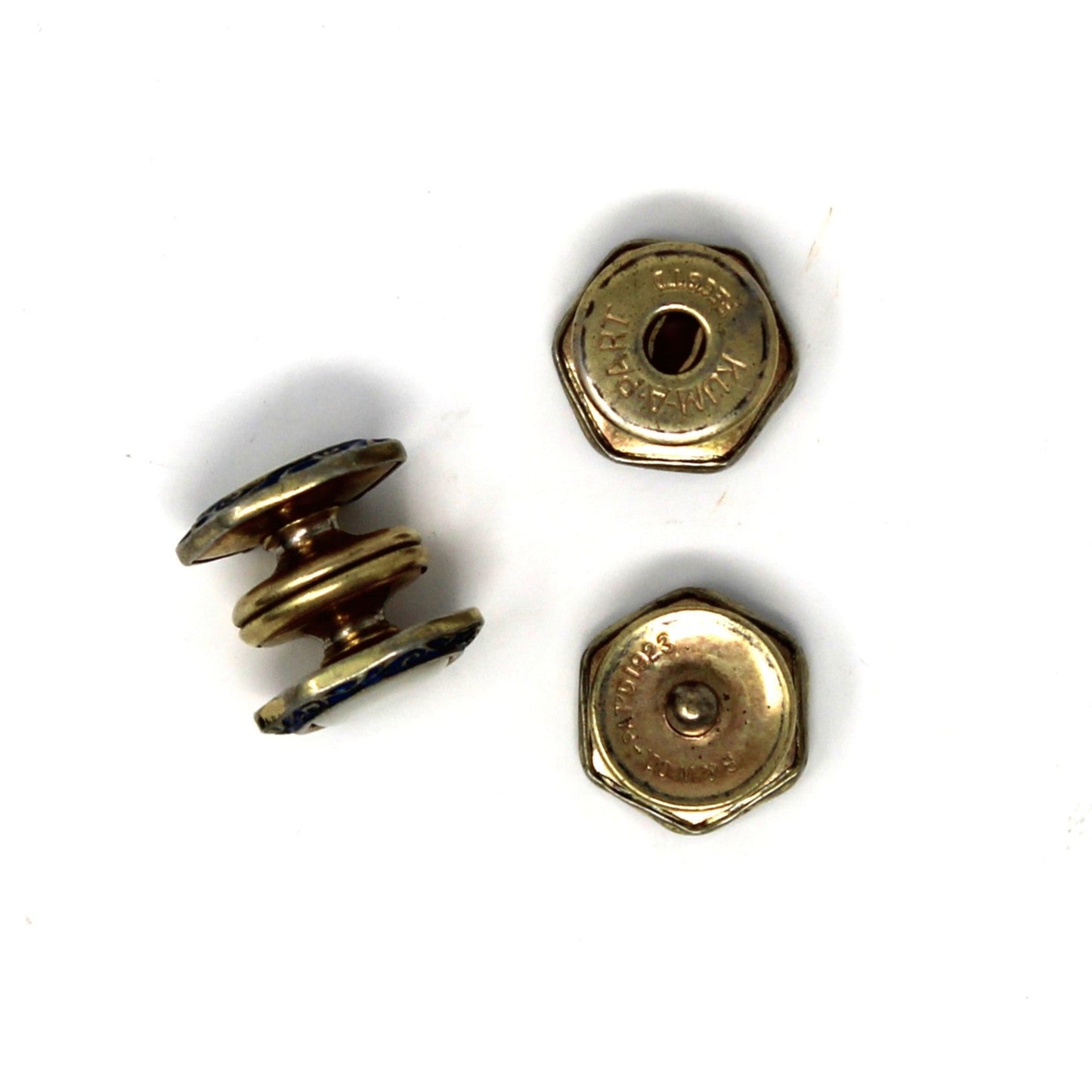 Cufflinks, Baer & Wilde, Art Deco, Mother of Pearl & Blue Enamel, Kum-a-Part Snap Link, Vintage