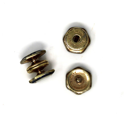 Cufflinks, Baer & Wilde, Art Deco, Mother of Pearl & Blue Enamel, Kum-a-Part Snap Link, Vintage