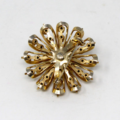 Brooch / Pin, Coro, Domed Amber & Citrine Rhinestones Starburst, Gold Tone, Vintage