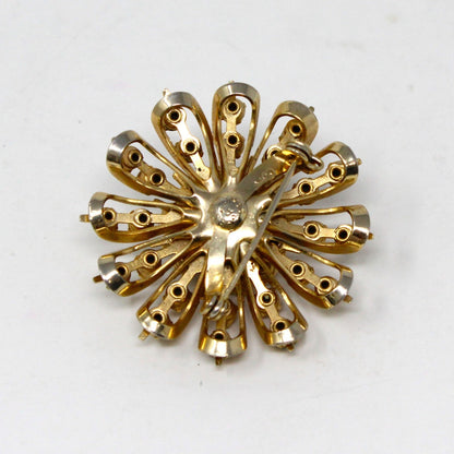 Brooch / Pin, Coro, Amber & Citrine Rhinestones Starburst, Gold Tone, Vintage