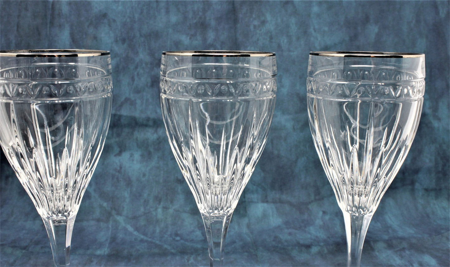 Water Goblets / Wine Glasses, Noritake, Christiana Platinum Set of 3, SOLD