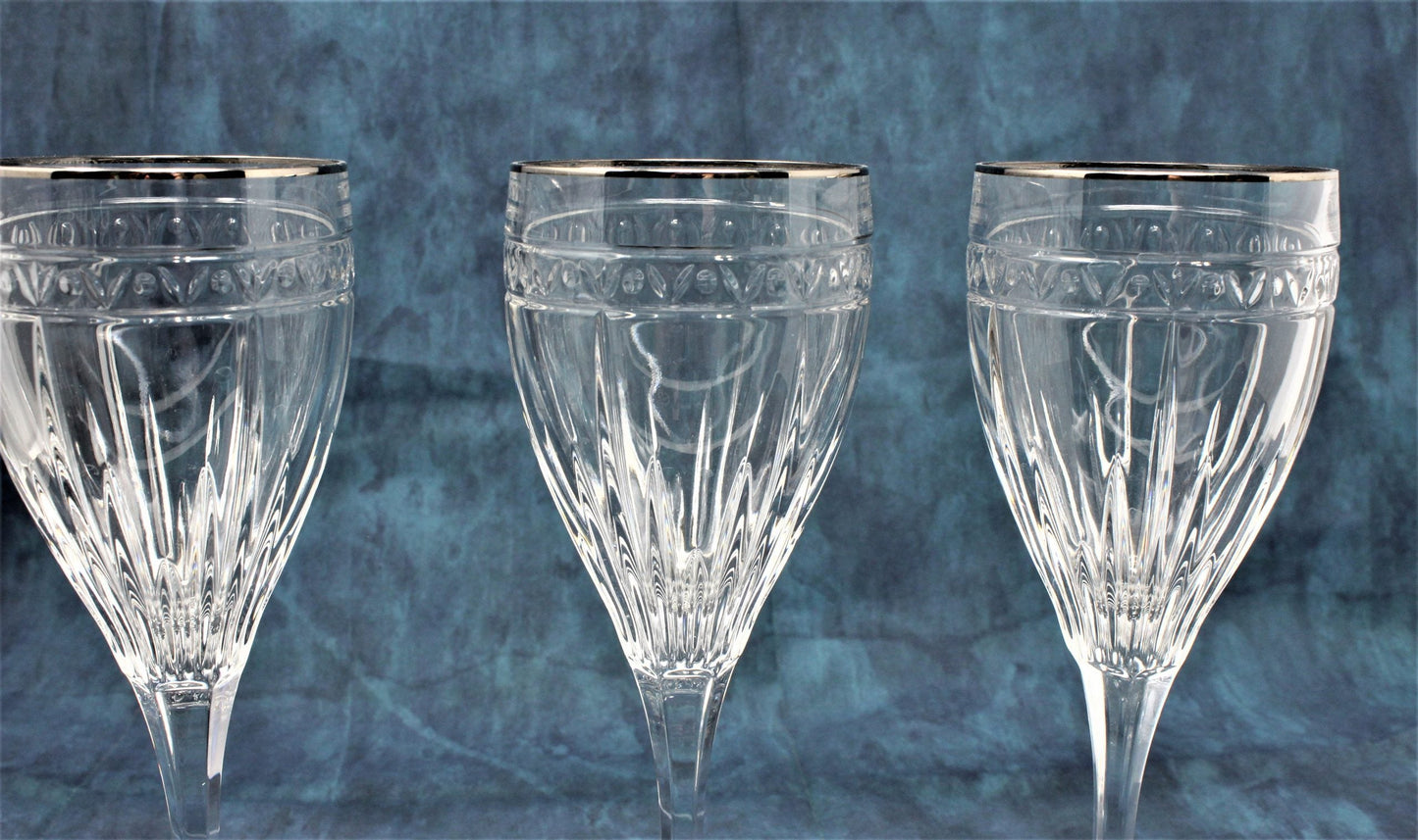 Water Goblets / Wine Glasses, Noritake, Christiana Platinum Set of 3