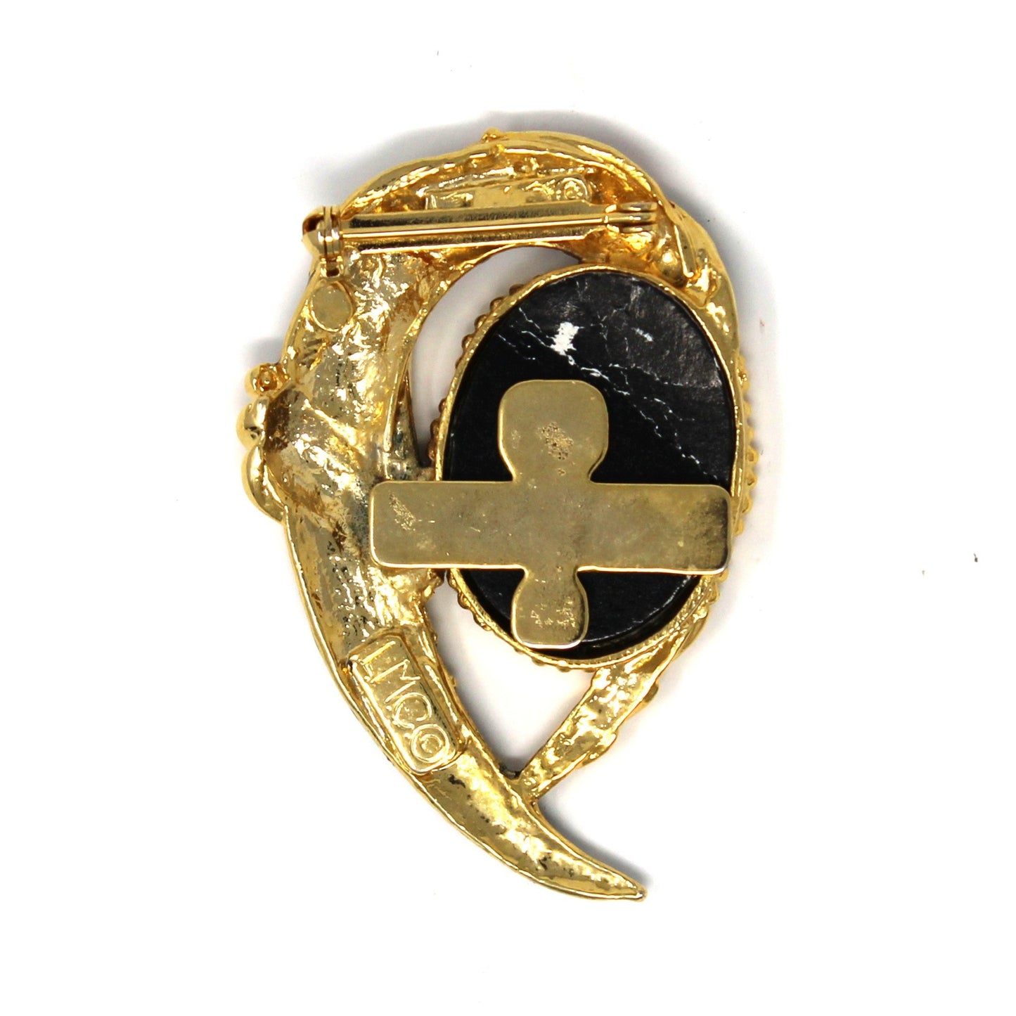 Brooch / Pin, LMC, Photo Brooch, Art Deco Style, Gold Tone & Enamel, Vintage
