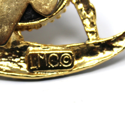 Brooch / Pin, LMC, Photo Brooch, Art Deco Style, Gold Tone & Enamel, Vintage