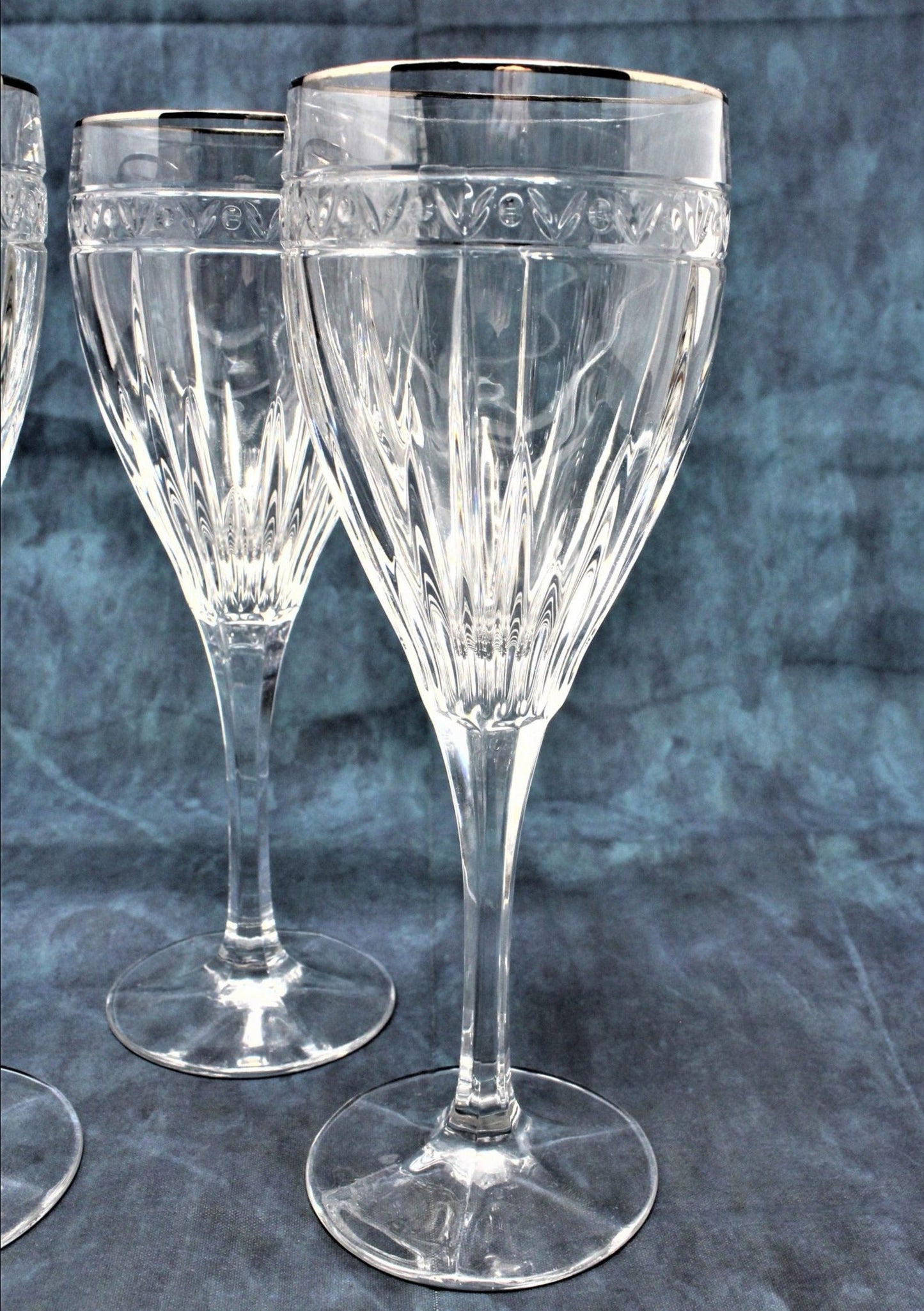 Water Goblets / Wine Glasses, Noritake, Christiana Platinum Set of 3