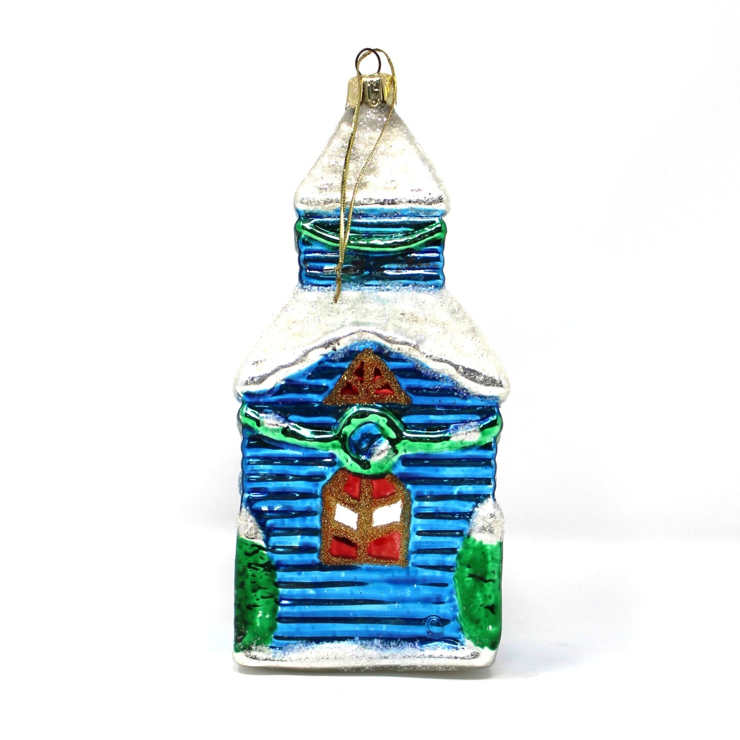 Ornaments, Figural Church Shaped, Large Mouth Blown Glass, European Style, Vintage