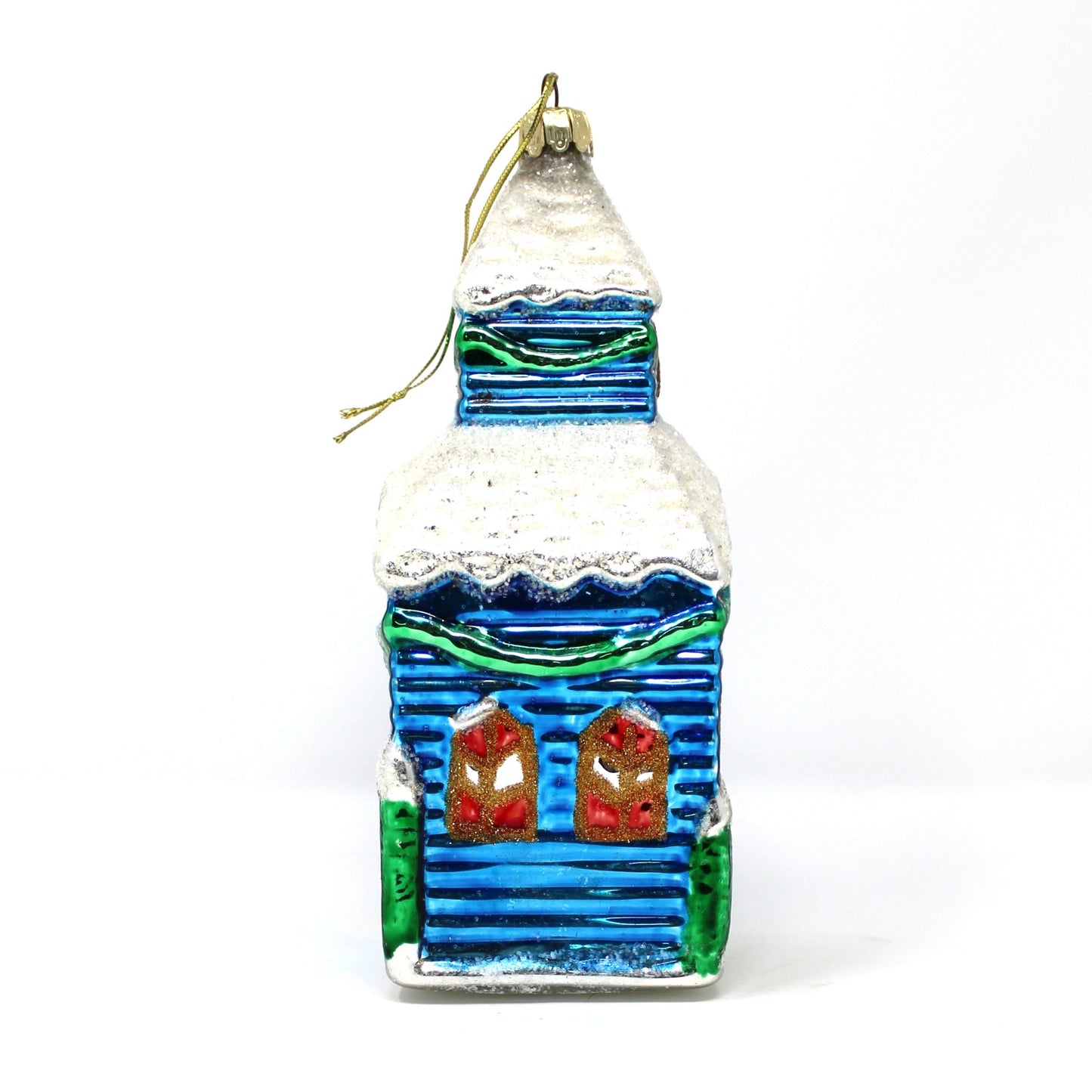 Ornaments, Figural Church Shaped, Large Mouth Blown Glass, European Style, Vintage