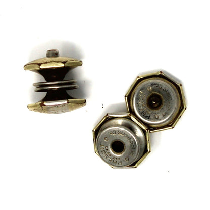 Cufflinks, PRESSIT, Art Deco, Engraved Octagon Shape, Two-Tone, Vintage