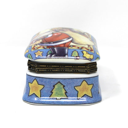 Trinket Box, Hinged, Suzanne Cruise, Christmas Santa, Jingle All The Way, Porcelain, Vintage