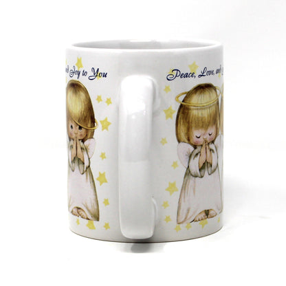 Mug, Hallmark, Ruth Morehead, Three Angels Praying, "Peace Love & Joy to You" Coffee Mug, Ceramic, Vintage
