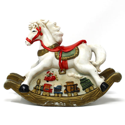 Night Light / Accent Light, Christmas Rocking Horse Light Up Figurine, Porcelain Bisque, Vintage