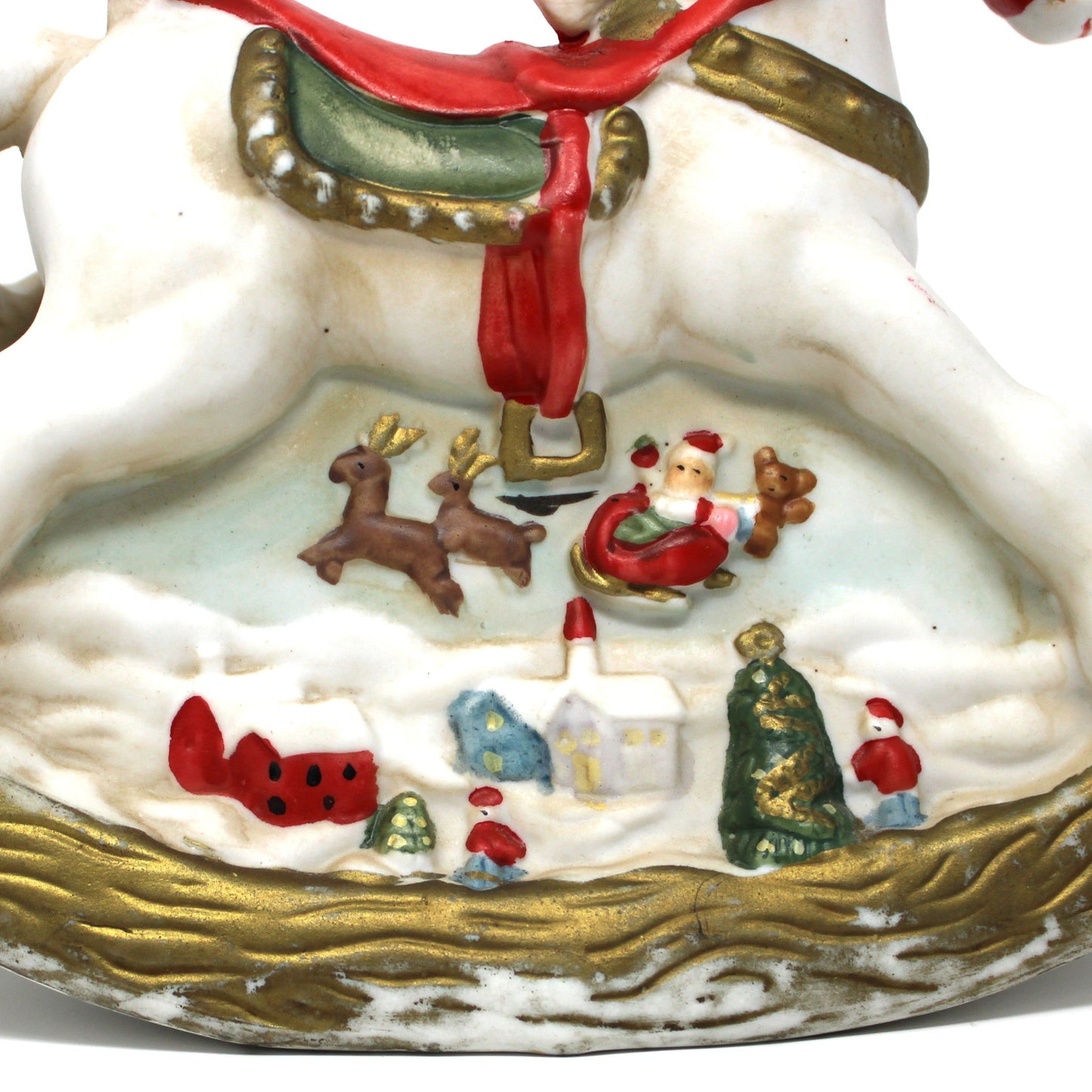 Night Light / Accent Light, Christmas Rocking Horse Light Up Figurine, Porcelain Bisque, Vintage