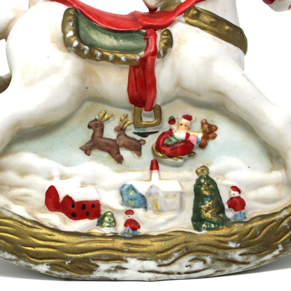Night Light / Accent Light, Christmas Rocking Horse Light Up Figurine, Porcelain Bisque, Vintage