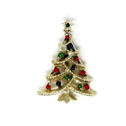 Brooch / Pin, Gerry, Christmas Tree, Enamel & Gold Tone, Vintage