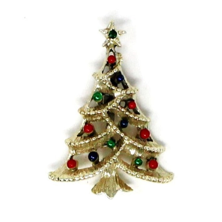 Brooch / Pin, Gerry, Christmas Tree, Enamel & Gold Tone, Vintage