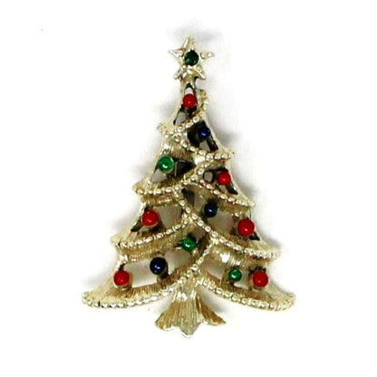 Brooch / Pin, Gerry, Christmas Tree, Enamel & Gold Tone, Vintage