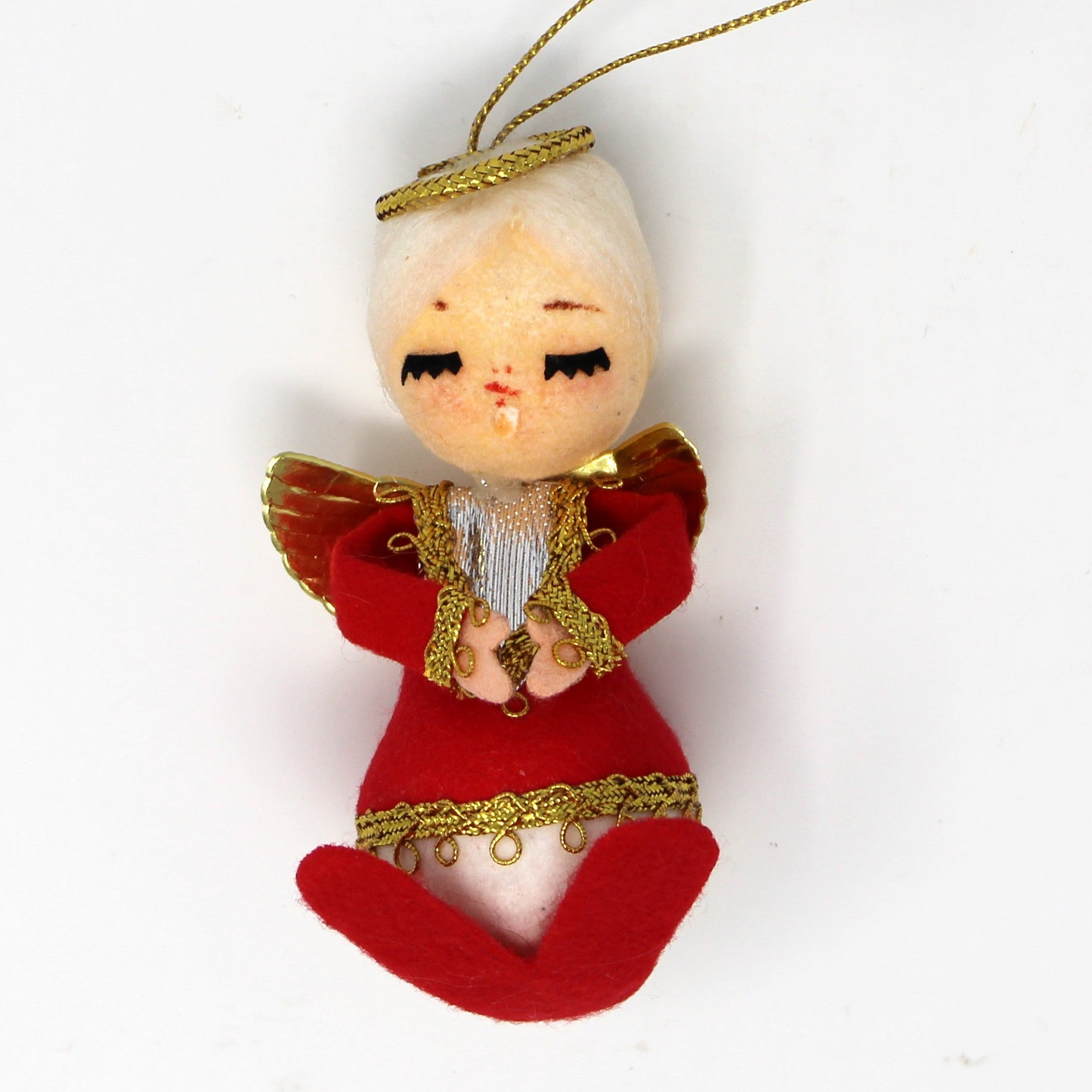 Ornaments, Christmas Musical Angels, Flocked & Gold Trimmings, Vintage RARE