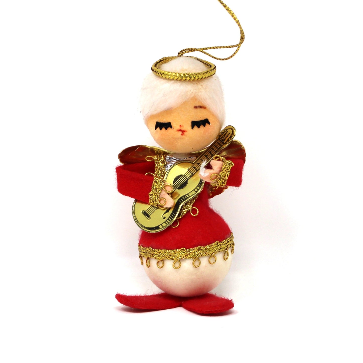 Ornaments, Christmas Musical Angels, Flocked & Gold Trimmings, Vintage RARE