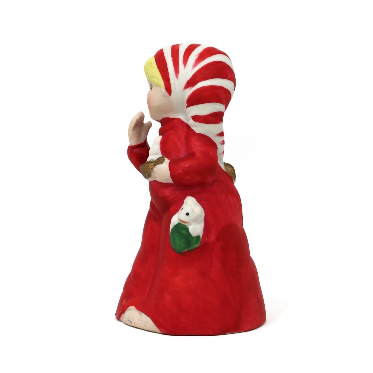 Bell, Jasco, Christmas Figural Sleepy Girl with Candle, Porcelain Bisque, Vintage