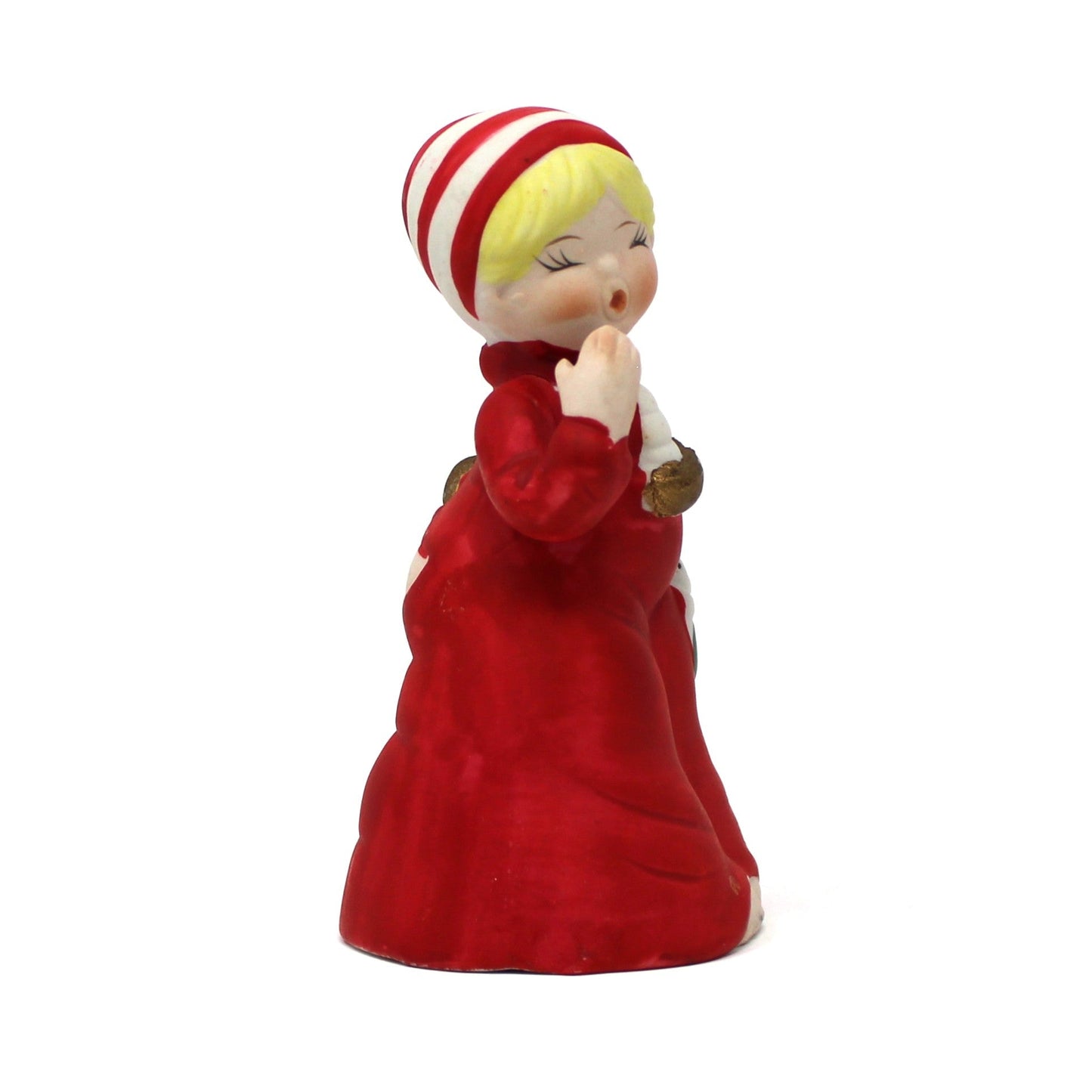 Bell, Jasco, Christmas Figural Sleepy Girl with Candle, Porcelain Bisque, Vintage