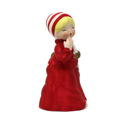 Bell, Jasco, Christmas Figural Sleepy Girl with Candle, Porcelain Bisque, Vintage