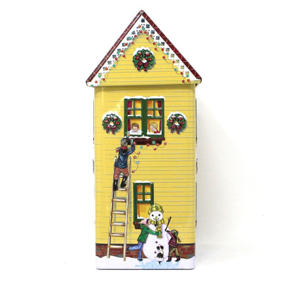 Gift Tin / Cookie Tin, Harry London, Christmas Village Tin, Yellow House