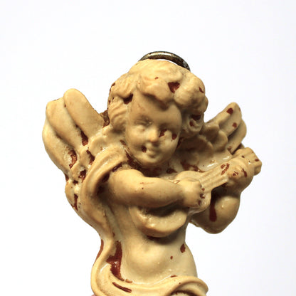 Wall Decor, Cherub Angels Plaques, Distressed Musical Angels, Imitation Cast Stone, Decor, Set of 2