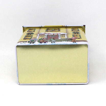 Gift Tin / Cookie Tin, Harry London, Christmas Village Tin, Yellow House