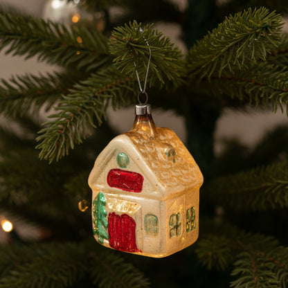 Ornaments, Christmas Mercury Blown Glass, Cottage House, Lauscha, Germany, Antique