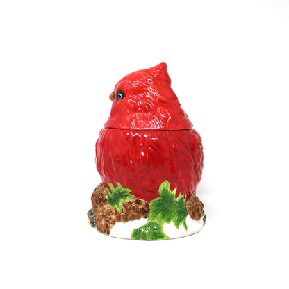 Cookie Jar, Figural Red Cardinal Shaped, Biscuit Canister, Christmas Kitchen Decor, Vintage