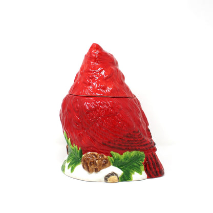 Cookie Jar, Figural Red Cardinal Shaped, Biscuit Canister, Christmas Kitchen Decor, Vintage