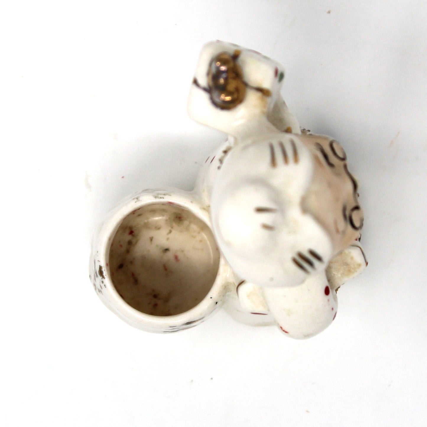 Candle Holders, Mrs Claus with Spaghetti Trim, Hand Painted Porcelain Taper Holder, Vintage, Commodore Japan