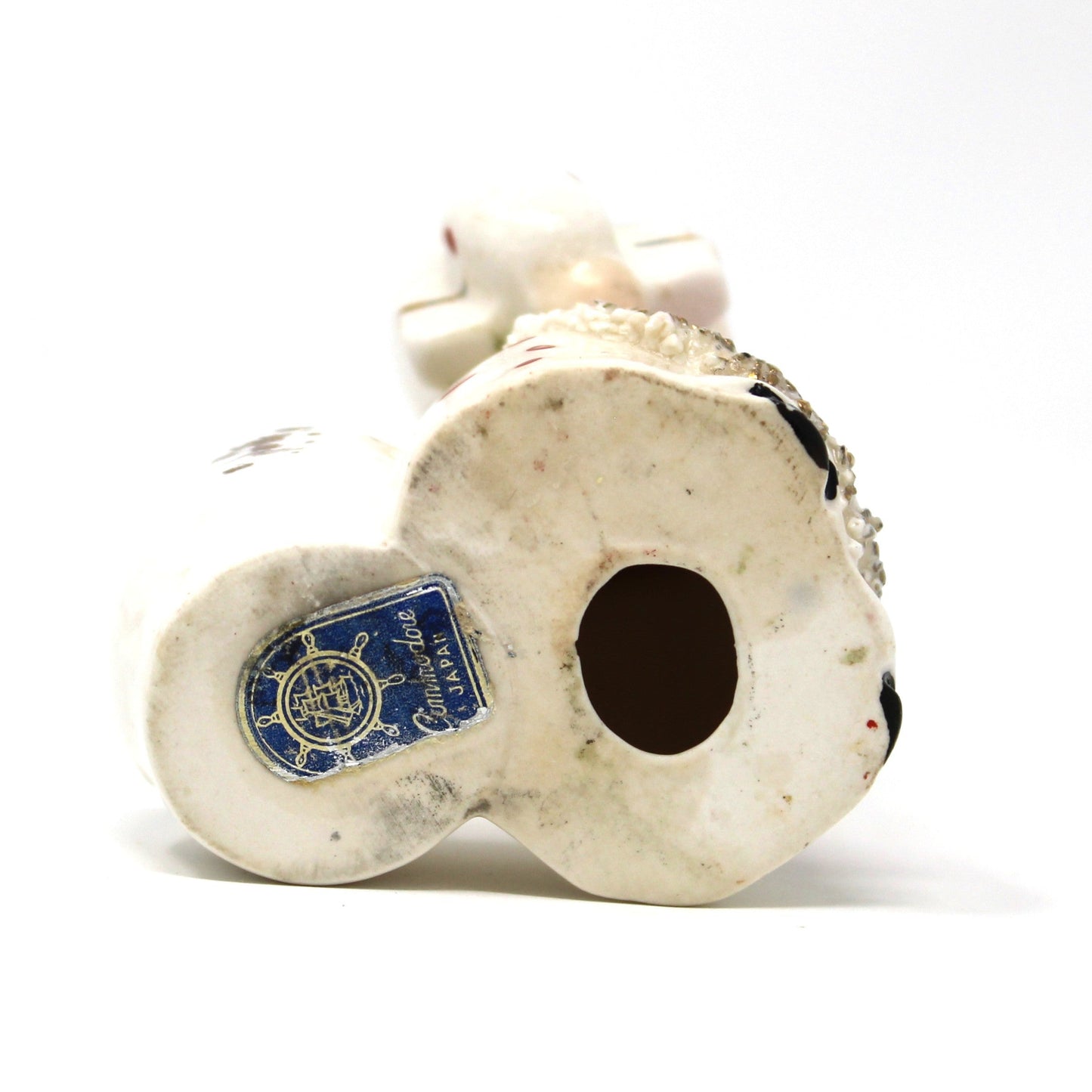 Candle Holders, Mrs Claus with Spaghetti Trim, Hand Painted Porcelain Taper Holder, Vintage, Commodore Japan