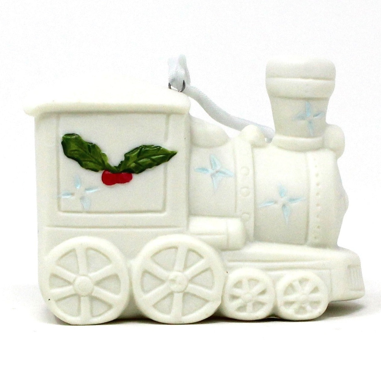 Ornament, Silvestri, Train, White Porcelain Bisque, Vintage